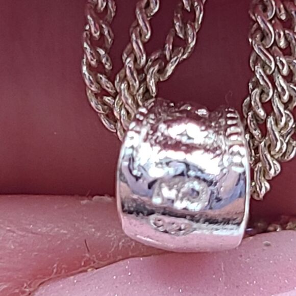 Sterling silver heart necklace. Pave faux diamonds - Picture 2 of 4